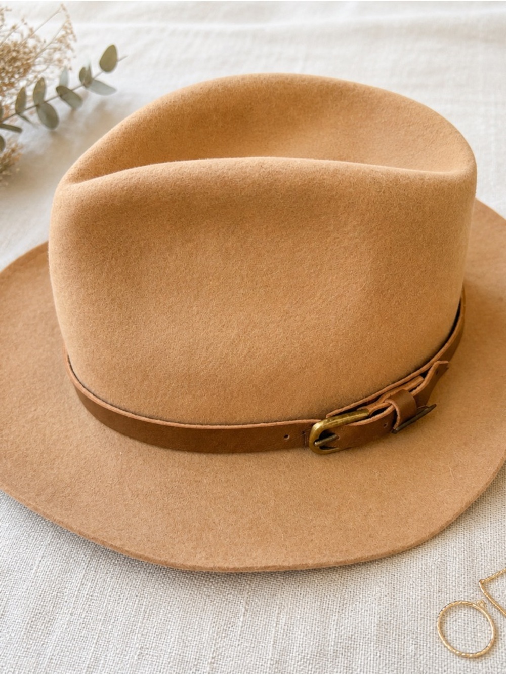 LL Bean Stetson Wool Felt Hat Mens 6 7/8 Tan Western Fedora Vintage USA
